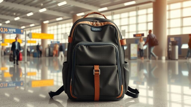 A Backpack on the floor in an airport