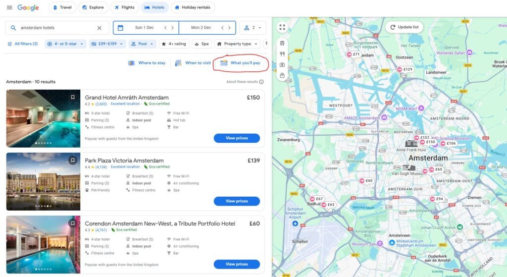 Google Hotel Search Hub