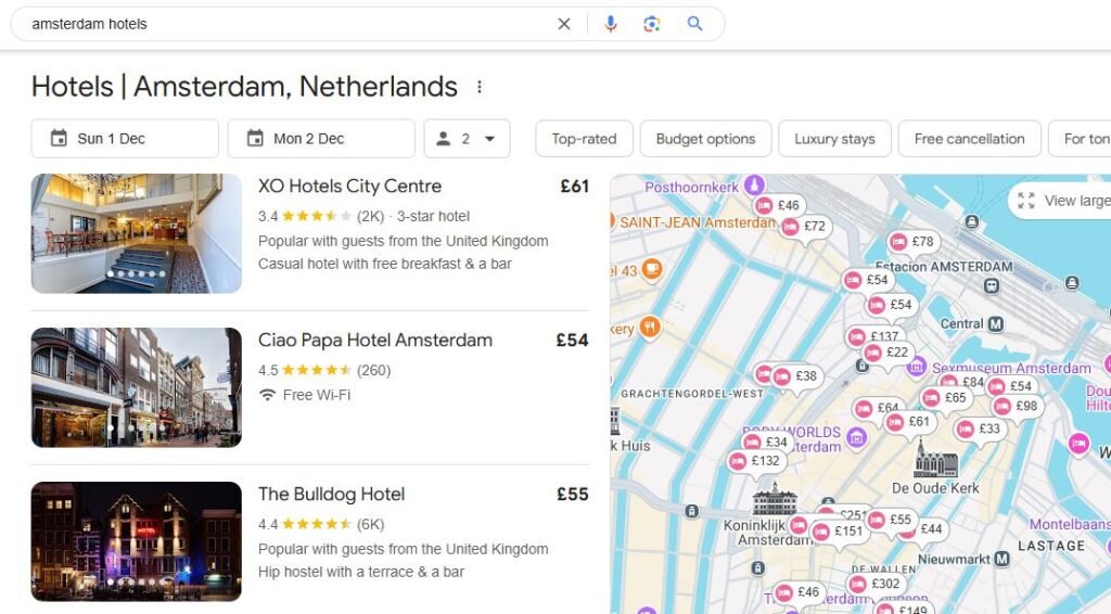 Hotels Google Search
