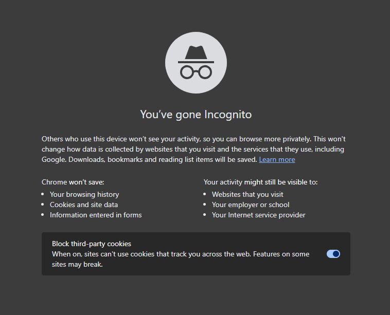 Incognito Search Window